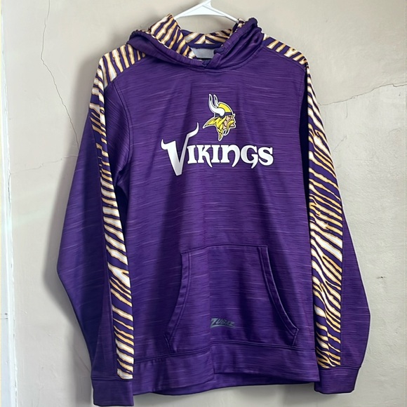 ZUBAZ NFL FOOTBALL MEN'S MINNESOTA VIKINGS ZEBRA ACCENT SOLID HOODIE - Picture 1 of 6
